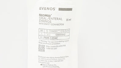 Avanos PNM-S35NC NeoMed Oral/Enteral Syringe with ENFIT Connector 35mL